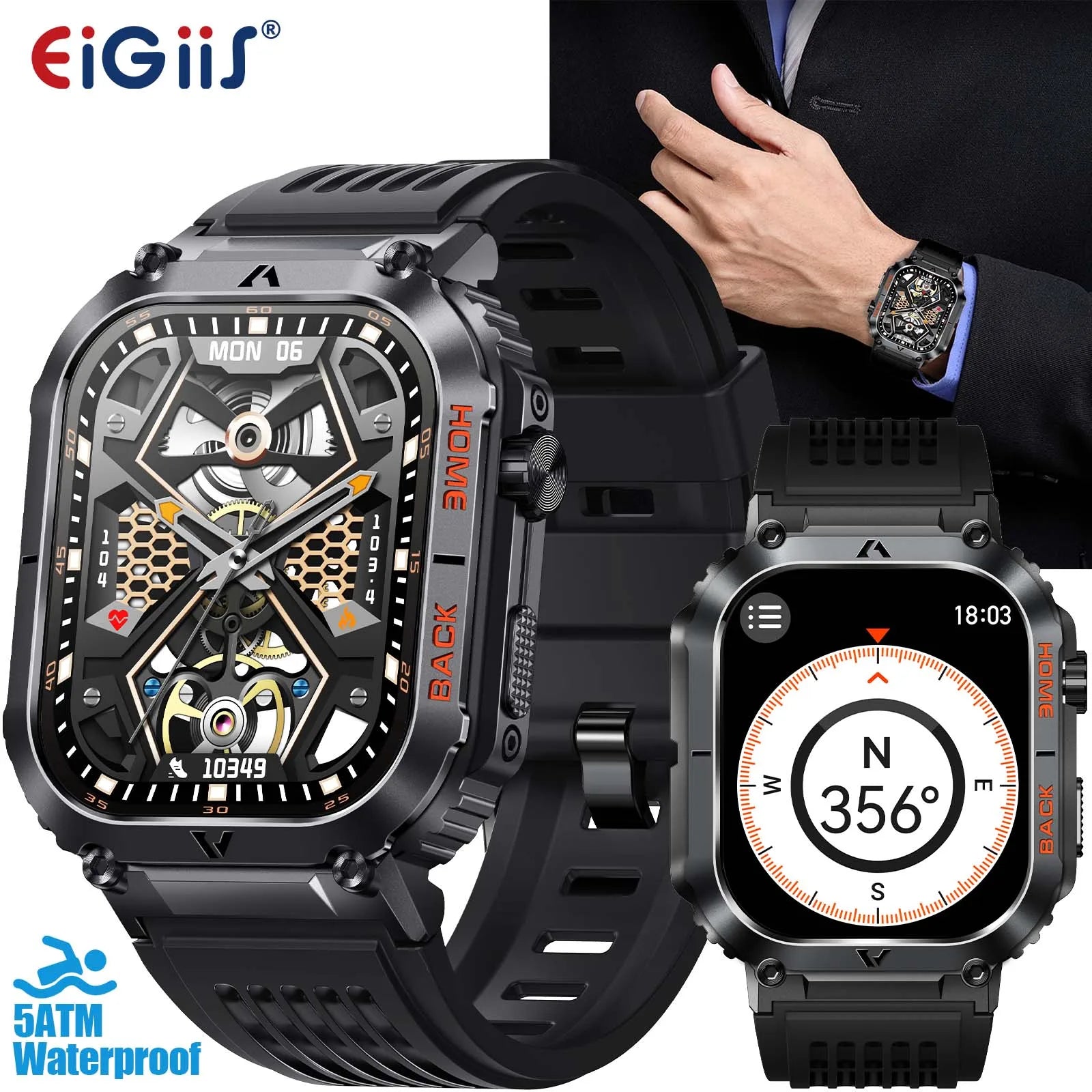 Men Military Watch Waterproof Heart Rate Smart Watch Colke Worldwide